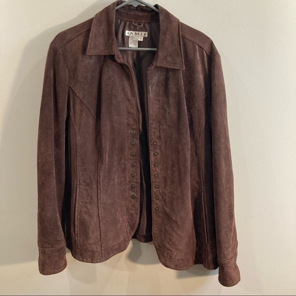 Ami Jackets & Blazers - AMI Sz 1X Suede Leather Snap Closure Lined Classic Jacket